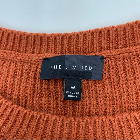 The Limited Solid Orange Wide Knit Sleeveless Crewneck Sweater Tunic Size Medium - Picture 8 of 12